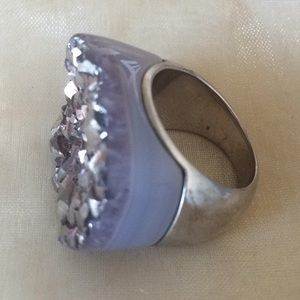 Silver chunky druse ring